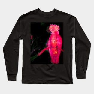 BRIGHT PINK TROPICAL COCKATOO PARROT ISLAND EXOTIC BIRD PALM POSTER PRINT Long Sleeve T-Shirt